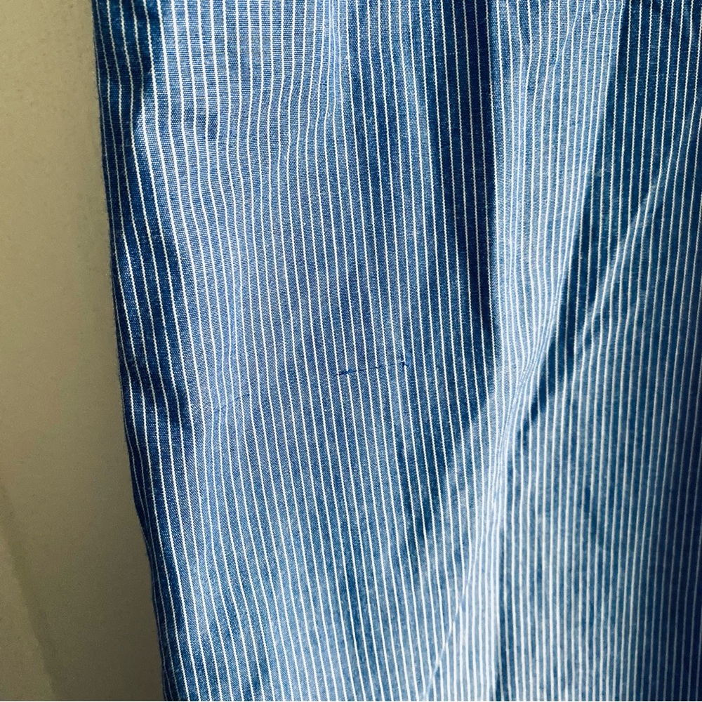 ABERCROMBIE PINSTRIPE COTTON POPLIN MIDI SHIRT DRESS COASTAL RESORT Blue White S - Picture 10 of 11